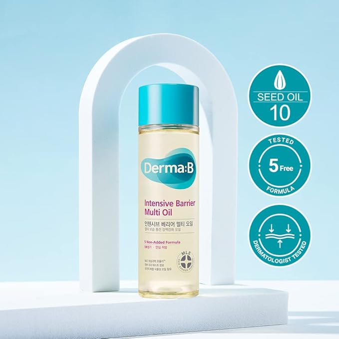 Derma B | Intensive Barrier Multi Body Oil | Moisturizing Non-Sticky Multi-Use Oil After Shower | 10 Botanical Skin Oil for Sensitive Skin | Korean Body Oils for Women & Men | 4.56 fl oz (135ml) - Bloomnest