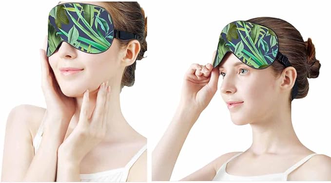 Tropical Leaves Sleep Eye Mask Retro Botanical Sty Men Women Sleep Mask with Adjustable Strap Eye Cover Eye Shade for Travel, Nap,Meditation - Bloomnest