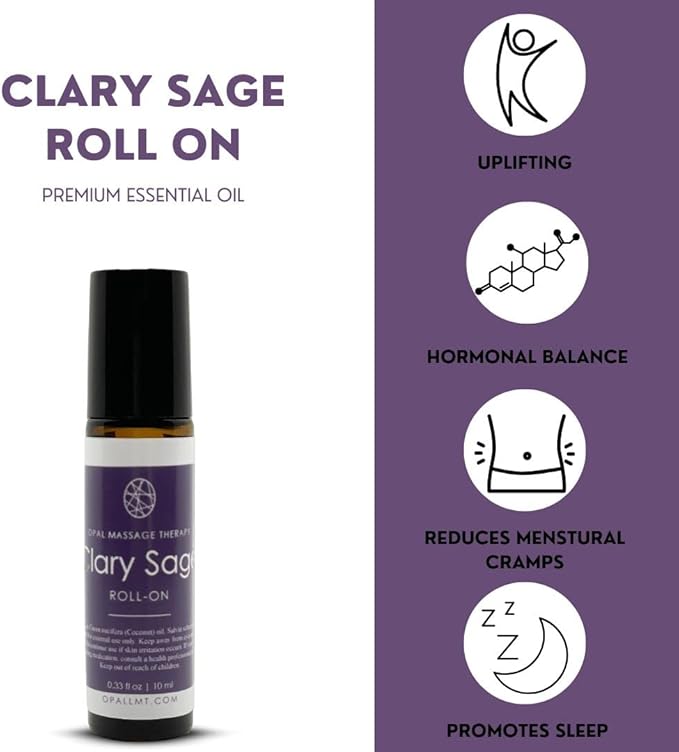 Premium Essential Oil Roll On Opal Massage Therapy (Clary Sage) - Bloomnest