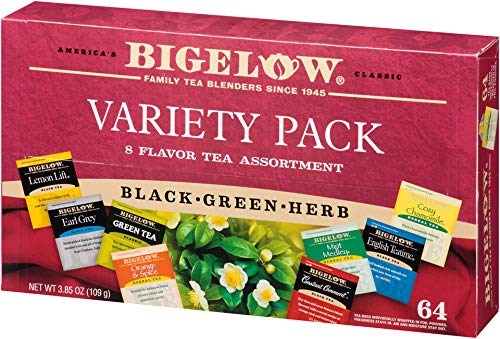 Bigelow Tea Variety Pack 8 Flavor Assortment 64-Count Boxes (Pack of 6) Caffeinated Individual Green and Black Tea Bags, for Hot Tea or Iced Tea, Drink Plain or Sweetened with Honey or Sugar - Bloomnest