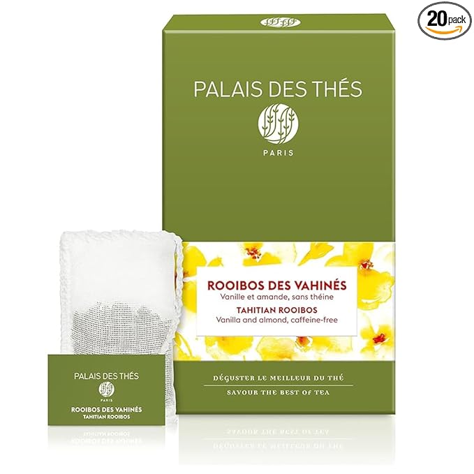 Palais des Thés - Tahitian Rooibos - Caffeine-Free Rooibos Tea with Vanilla & Almond - Premium Tea Bags, Serves 20 Cups - Bloomnest