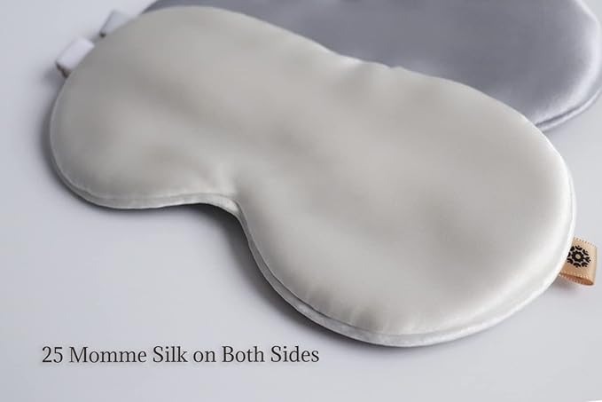 Premium Handcrafted 25 Momme Mulberry Silk Eye Mask for Sleeping (Natural White) - Bloomnest