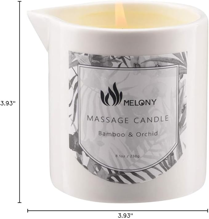 MELONY Massage Candle Oil, Moisturizing, Body Oil Candle, Natural Soybeans, 8.1 oz, Bamboo Orchid - Bloomnest