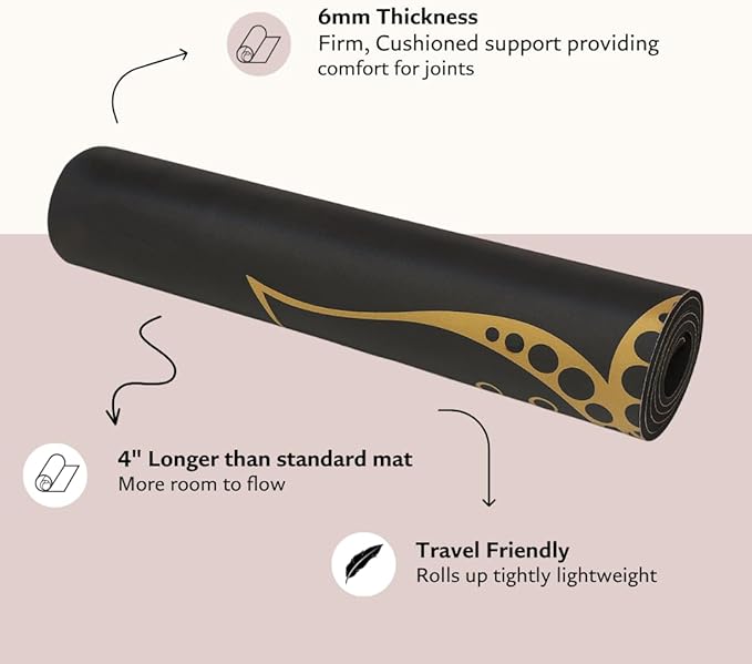 Shakti Warrior TPE Yoga Mat - Artist Designed, Premium eco friendly mats, Non Slip, Non toxic, Great For Regular & Hot Yoga, Pilates and Workouts (72 inch x 24 inch x 6mm thick)