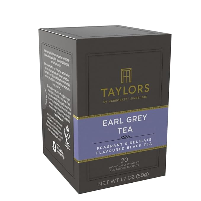 Taylors of Harrogate Earl Grey, Black Tea, Individually Wrapped Bags, 20 Count (Pack of 6), Fragrant, Delicate & Light, Caffeinated, Enjoy Hot or Iced, 120 Teabags - Bloomnest