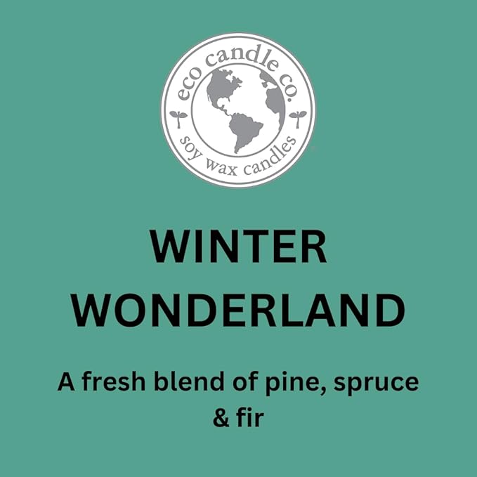 ECO CANDLE CO. Mason Jar Candle, Winter Wonderland, 8 oz. - Scents of Pine, Spruce, & Fir - 100% Soy Wax, No Lead, Kraft Label & Antiqued Pewter Lid, Hand Poured, Made from Midwest Grown Soybeans - Bloomnest