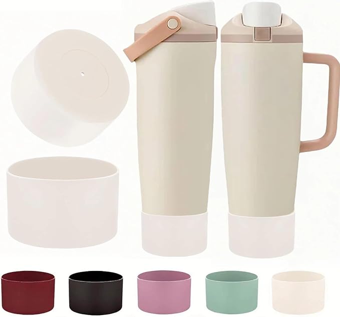 2PCS Silicone Boot for Black Cherry Owala 30oz & 40oz FreeSip Sway Bottles & Tumblers, Anti-Slip Protective Sleeve Bloomnest