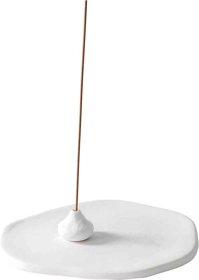 Handmade Incense Holder Irregula Plain Ceramic Stick Incense Holders Pomelo Pumpkin Incense Burner for Home Decor Yoga Meditation Zen (Pomelo White) - Bloomnest