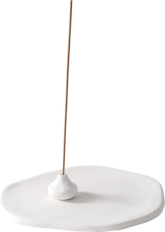 Handmade Incense Holder Irregula Plain Ceramic Stick Incense Holders Pomelo Pumpkin Incense Burner for Home Decor Yoga Meditation Zen (Pomelo White) - Bloomnest