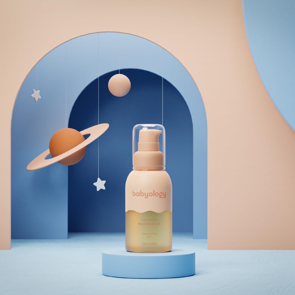 Babyology - Calming baby oil for Newborn with Baby essential oils - 3,38 Fl. Oz (100ml) - Lavender - Nourishing and Moisturizing Massage for Bonding