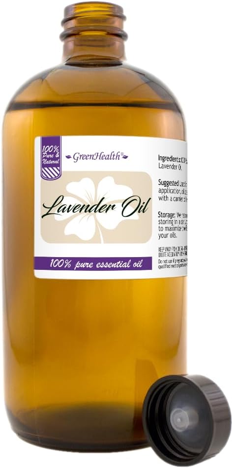 GreenHealth Lavender Essential Oil – 16 fl oz (473 ml) Amber Glass Bottle – 100% Pure & Uncut – Bulk Lavender Oil for Diffuser, Aromatherapy, Soap Making, Candles & DIY - Bloomnest