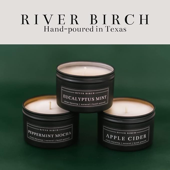 River Birch Candles Almond + Honey Scented Candle | Premium, All-Natural, Non-Toxic, Soy Candles | 8 oz. Black Matte Tin Travel Candle | Cozy Relaxing Gifts for Home - Bloomnest