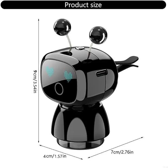 Robot Intelligent Aromatherapy Machine, Smart Cute Robot Car Air Freshener, Fine Spray/Fillable/Four-Gear Adjustment/Vibration Sensing/On-Off/Large Capacity Long-Lasting Fragrance/V3 (Black, Cologne) - Bloomnest