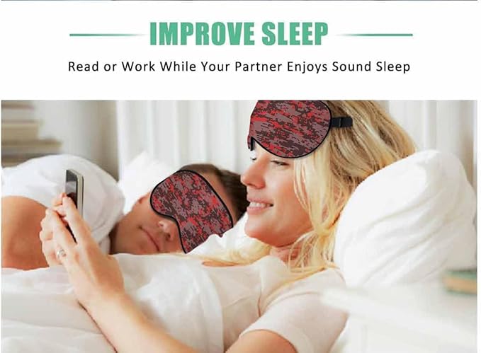 Red Grey Camo Sleep Eye Mask Camouflage Roof Tile Rooftop Men Women Sleep Mask with Adjustable Strap Eye Cover Eye Shade for Travel, Nap,Meditation - Bloomnest