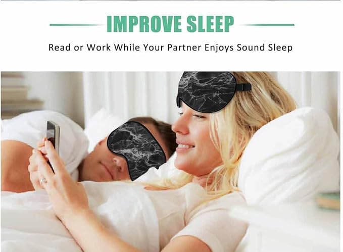 Black Marble Sleep Eye Mask Abstract Grunge Liquid Men Women Sleep Mask with Adjustable Strap Eye Cover Eye Shade for Travel, Nap,Meditation - Bloomnest