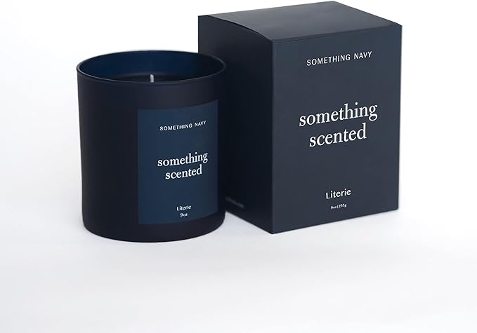 Literie NYC Inspired Scented Candle: Something Scented (Something Navy) - Magnolia & Sandalwood Scent, 9oz, 50 Hour Burn, Vegan Soy & Coconut Blend Candle for Home Decor, Gift for Women & Men - Bloomnest
