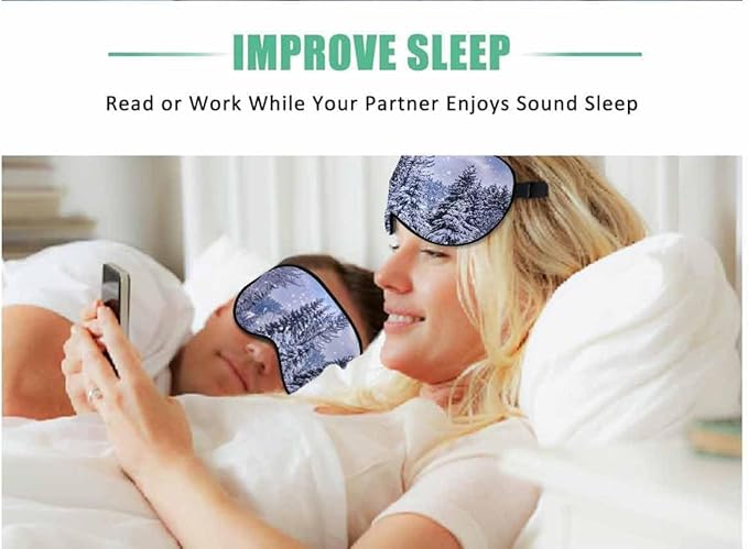 Christmas Winter Landscape Sleep Mask Spruce Pine Trees Covered Snow Mountain Road Men Women Sleep Mask with Adjustable Strap Eye Cover Eye Shade for Travel, Nap,Meditation - Bloomnest