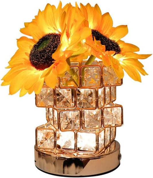 Flower Lamp with USB Charge,3-Colour Infinitely Dimmable Artificial Sunflower LED Table Lamp,Rechargeable Cordless Touch Small Night Light,Gift Ideas for Mothers Day,Xmas,Birthday (Sunflowers01) - Bloomnest