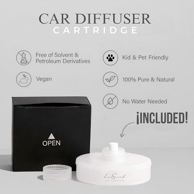 Smart Car Diffuser with 20ML Scent Oil Included - Car Air Freshener - Aromatherapy Diffuser - Portable, Compact, Cordless and Quiet Device - Deluxe Car Diffuser Luxscent Collection - Bloomnest