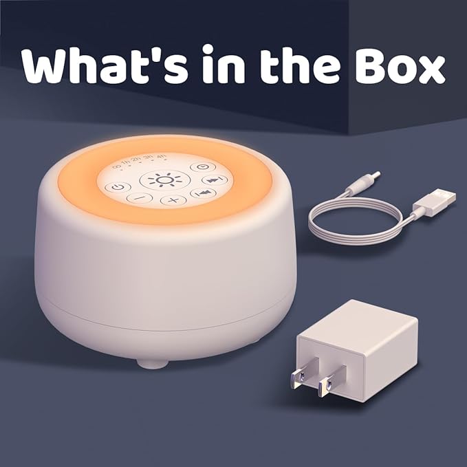 Sleepbox Sound White Noise Machine with 25 Soothing Sounds and 10 Colors Warm Night Light 4 Brightness Levels 32 Volume Levels 5 Timer and Memory Function for Baby Kids Adults Seniors Sleeping White - Bloomnest