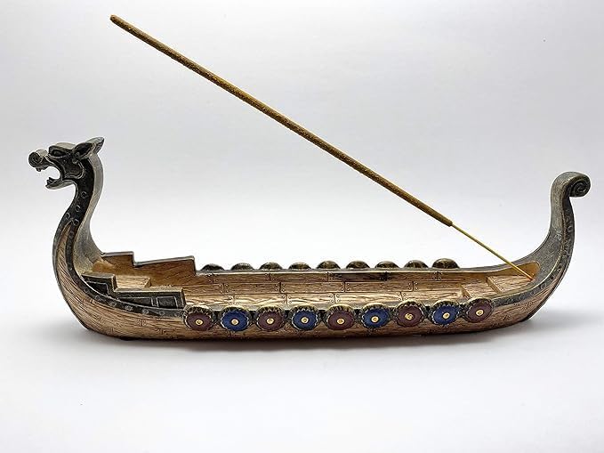 Incense Burner Incense Holder Cool Viking Dragon Longboat- Retro Incense Burner Incense Holder Incense Air Freshener Incense Stick Holder Hand Carved Carving Censer Ornaments Room Design Awesome Gift - Bloomnest