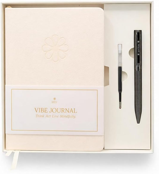 Guided Journal for Women Gift Set | 13-Week Self-Reflection & Mindfulness Practice for Self-Care, Gratitude & Personal Growth | Daily Prompts & Exercises | Brass Pen | A5 Vegan Leather | Elegant Gift Box | Her Vibe SimplyZen