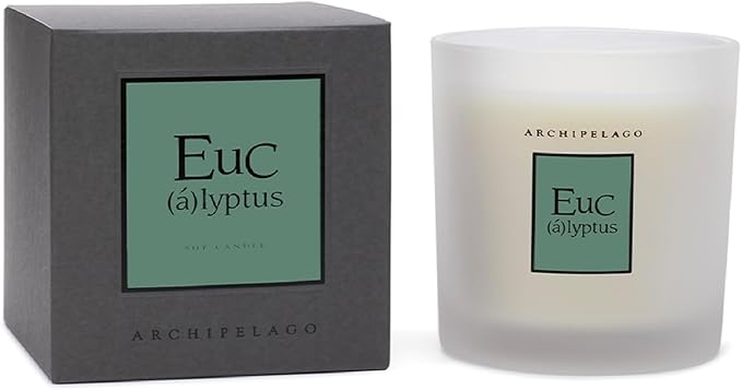 Archipelago Botanicals Hand-Poured Soy Wax Blend Scented Candle with Fragrance Oils, Lead-Free Cotton Wicks, Glass Candle Jar with Gift Box, Burns Approx. 60 Hours, Eucalyptus, 10 Oz. - Bloomnest
