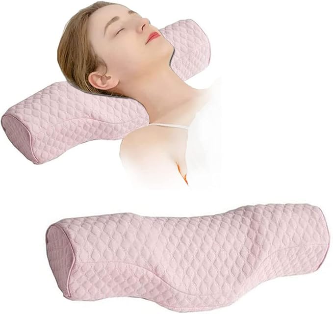 Cervical Neck Pillow for Pain Relief Sleeping, Neck roll Pillow Memory Foam for Stiff Neck Pain Relief ，Travel Bolster Pillow for Bed for Side Sleepers Back Sleeper. (Pink) - Bloomnest