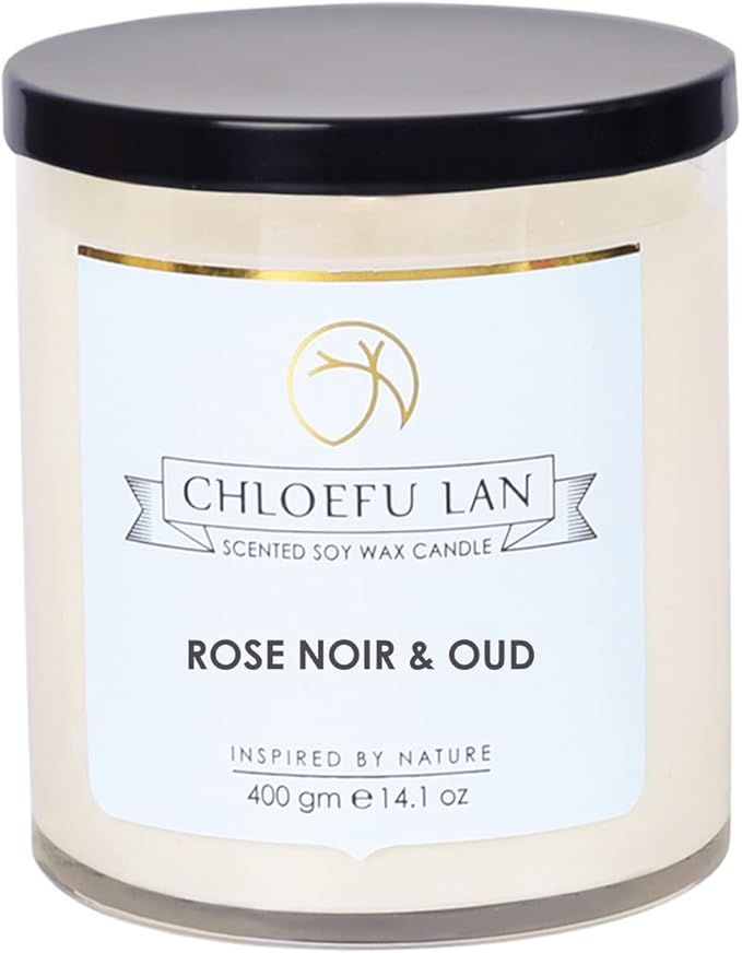 Chloefu LAN Rose Noir & Oud Scented Candle Luxury Soy Large Candle Jar 14.1 oz,100 Hours Long Lasting Burning Highly Scented Candle,Valentines Day Gifts for Her - Bloomnest