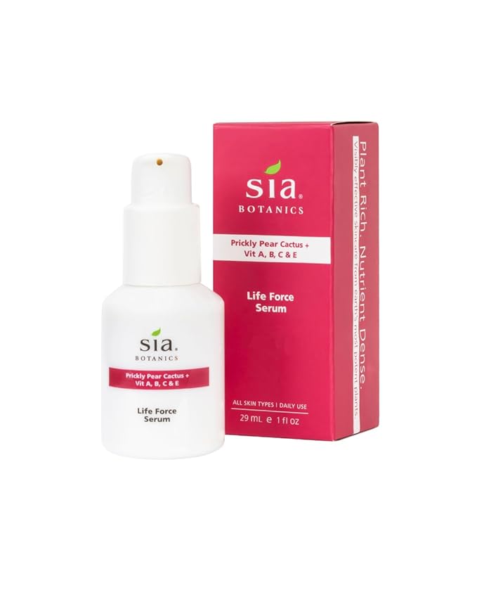Sia Botanics Life Force Face Serum (30ml/1oz Porcelain Bottle) | Prickly Pear, Aloe Vera, Orange Blossom | Natural Botanical Skincare - Bloomnest