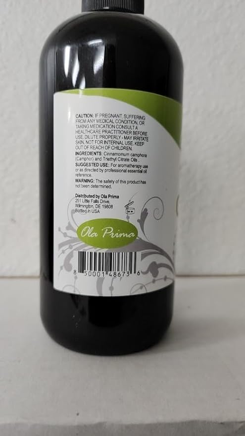 Ola Prima Camphor Essential Oil for Aromatherapy, Diffuser, Freshener (16 oz Bulk) - Bloomnest
