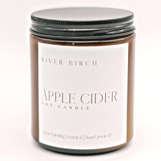 River Birch Candles Apple Cider Scented Candle | Premium, All-Natural, Non-Toxic, Soy Amber Jar Candles | 8.5oz 40 Hr Burn Time | Cozy Relaxing Gifts for Home - Bloomnest