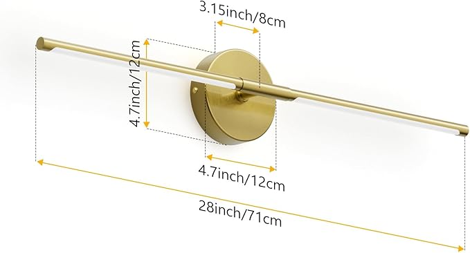 28In Gold Bathroom Vanity Light Fixtures Over Mirror Hardwired ED 360° Rotatable Modern Bathroom Sconces 3000K Warm Light - Bloomnest