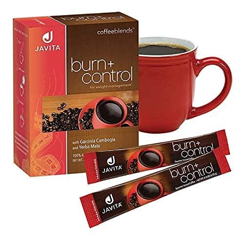 Javita Burn + Control Instant Coffee w Weight Management Herbs: Garcinia Cambogia & Yerba Mate - Slim Coffee with Help of Exercise, Keto Coffee for Diet Support, 1 box - 24 (4.55g) Sticks - Bloomnest