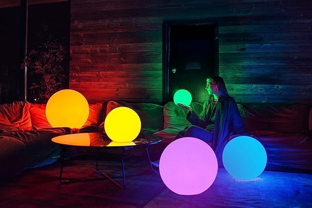 LOFTEK 12-inch LED Dimmable Light Ball: Waterproof Floating Pool Lights with Remote, 16 Colors Sphere Night Light, Cordless & Fast Chargeable, Sensory Toys for Kids, Home, Party, Pool Decor - Bloomnest