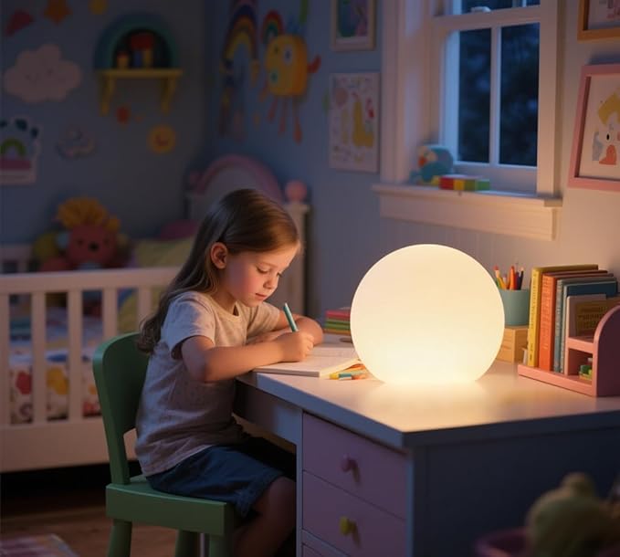 LED Night Light Ball Globe Lamp with Remote 8 Inch 16 RGB Colors Dimmable Mood Lights Rechargeable Outdoor Globe Light for Patio Nursery or Home Decor IP65 Waterproof Ball Light - Bloomnest
