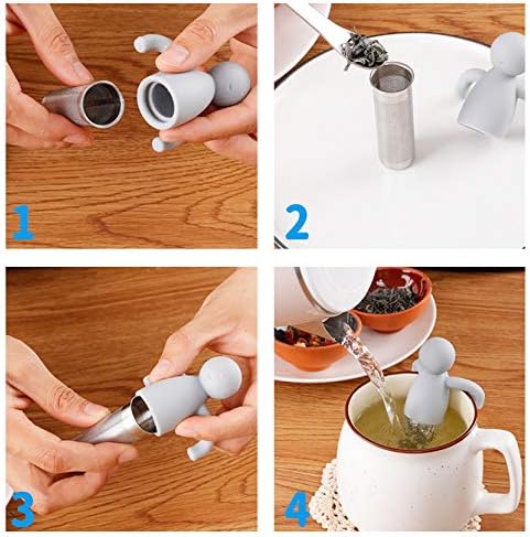 Leden Tea Infuser for Loose Leaf Tea Cute Tea Strainer Ball Stainless Steel Extra Fine Mesh Tea Steeper Filter for Cup Mug Silicone Handle Grey - Bloomnest