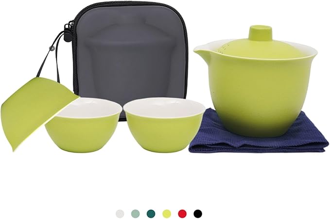Porcelain Japanese Gongfu Tea Set for Adults, Chinese Travel Tea Sets Ceramic Gaiwan Asian Mini Teapot Set, Portable Kungfu tea Party set for adults, Tea Lovers Gifts for Outdoor and Office - Bloomnest
