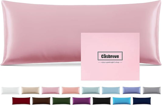 Silk Body Pillow Cover Pillow Pillowcase Soft Body Pillow Cover Pillow Case Mulberry Silk Pillowcase for Sleep(Pink,20"X 54",1pc) - Bloomnest