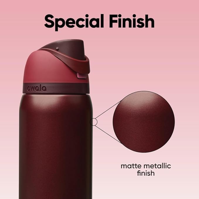 Owala FreeSip Insulated Stainless Steel Water Bottle with Straw, BPA-Free Sports Water Bottle, Great for Travel, 32 Oz, Black Cherry Owala