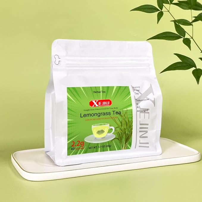 XIEJINJI Lemongrass Tea Bags, 40 Count - Premium Natural Lemongrass Herbal Tea, Caffeine-Free & Non-GMO, Supports Digestion & Relaxation - Bloomnest