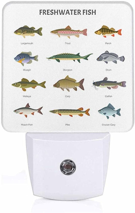 LED Night Light,Beautiful Underwater Lake Fish LED Night Light Plug into Wall with Dusk to Dawn Light Sensor White Energy Efficient Nightlight for Bedroom Bathroom Hallway Living Room Kitchen - Bloomnest