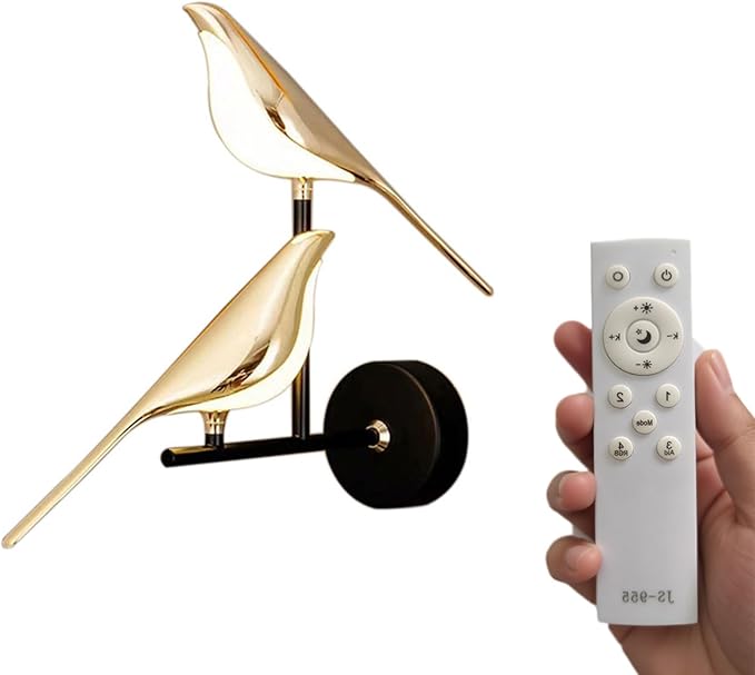 Adjustable Wall lamp in The Shape of a Bird, LED Wall Lamp, Golden Metal Wall lamp Fixture, rotatable Bedroom Bedside lamp, Living Room Wall-Mounted lamp(Color:Double Headed) - Bloomnest