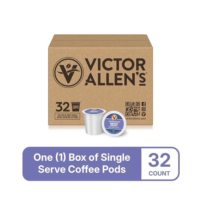 Victor Allen's Coffee French Roast, Dark Roast, 32 Count, Single Serve Coffee Pods for Keurig K-Cup Brewers - Bloomnest