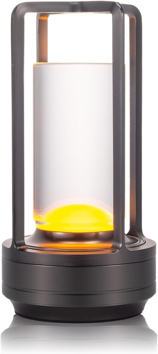 Portable Metal Table Lamp for Indoor/Outdoor ,Rechargeable Cordless LED Lamp, 3-Colour Infinitely Dimming Battery Powered Small Desk Lamp, Restaurant/Bedroom/Bar/Coffee Shop/Camping Light (Grey) - Bloomnest