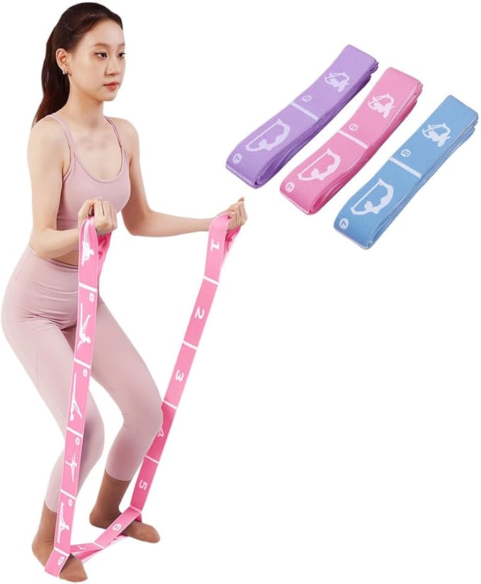 Multi-Functional Slimming Resistance Bands Yoga Straps Elastic Stretching Band 10/12 Loops for Pilates, Latin Training, Dance, Gymnastics, Fitness, Ballet and Physical Therapy - Bloomnest