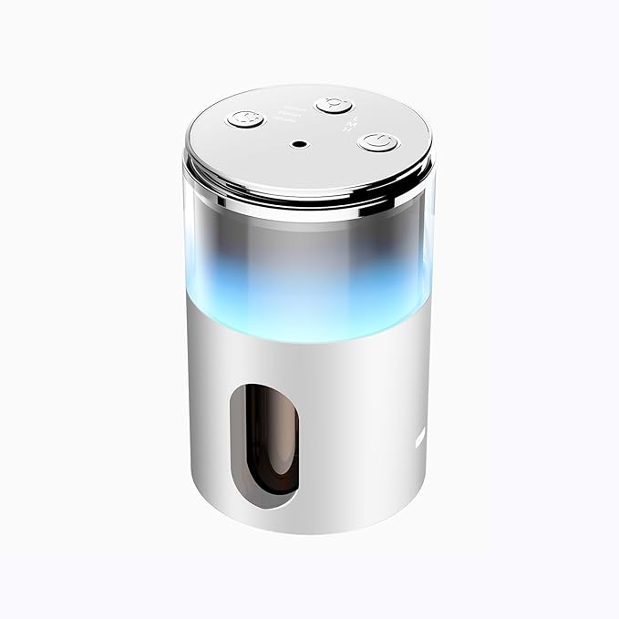 Waterless Diffuser for Essential Oil: Mini Battery Scent Diffuser for Room&Home&Car with 9 Colors LED Light - Aroma Cool Mist Machine Ivory White - Bloomnest