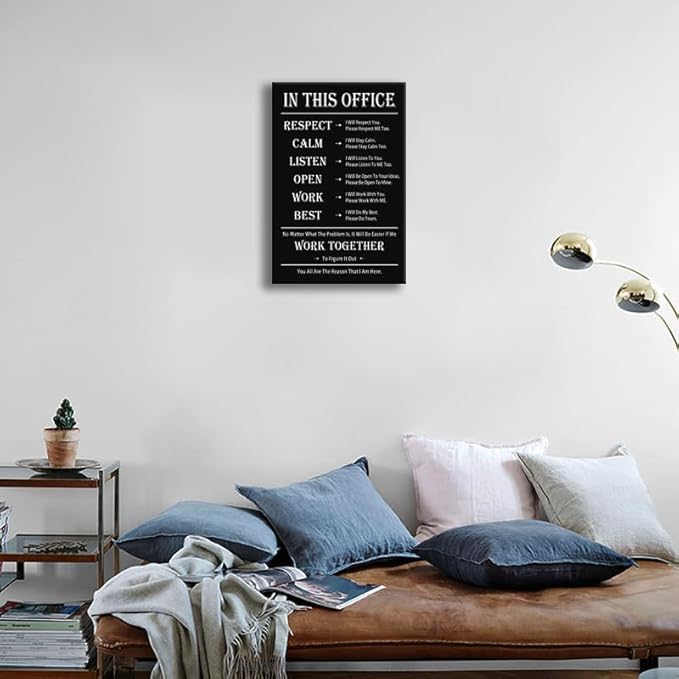 Motivational Canvas Wall Art for Office Wall Decor Inspirational Teamwork Theme Painting Posters In This Office Canvas Prints Artwork Framed Wall Art for Bedroom Modern Company Decor[12''W x 18''H] - Bloomnest