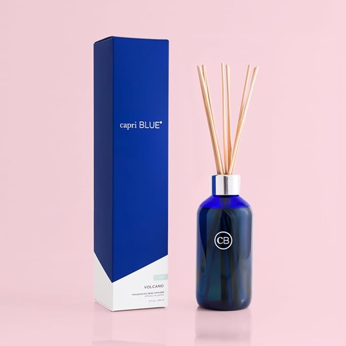 Capri Blue Volcano Reed Diffuser Set - Includes Reed Diffuser Sticks, Fragrance Oil, and Glass Bottle - Luxury Scented Room Fresheners - Cobalt Blue (8 fl oz) - Bloomnest