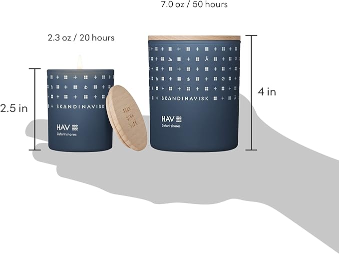 Skandinavisk HAV 'Sea' Scented Candle. Fragrance Notes: Salt Spray and Sea Kelp, Hawthorn and Beach Rose. 7.0 oz. - Bloomnest